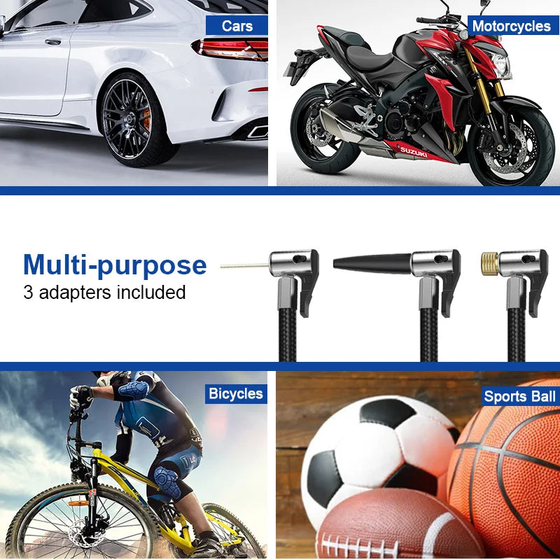 1 Set Car Air Pump Portable Mini Self Propelled Electric Tire Pump Handheld Wireless Digital Display Charging Pump