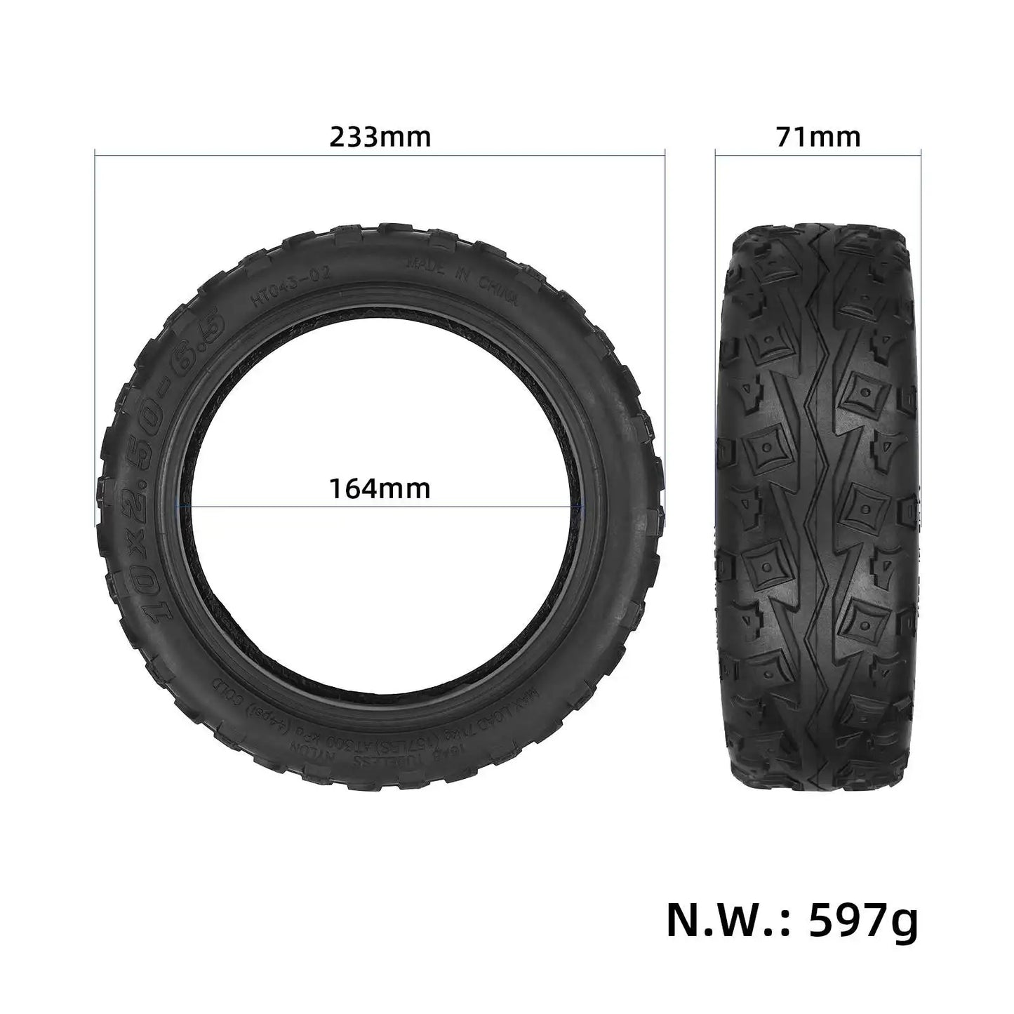 10 Inch 60/70-6.5 Tubeless Tire For Ninebot Max G30 Electric Scooter 10x2.50-6.5 Rubber Tire Off-road Tyre Replace Scooter Parts