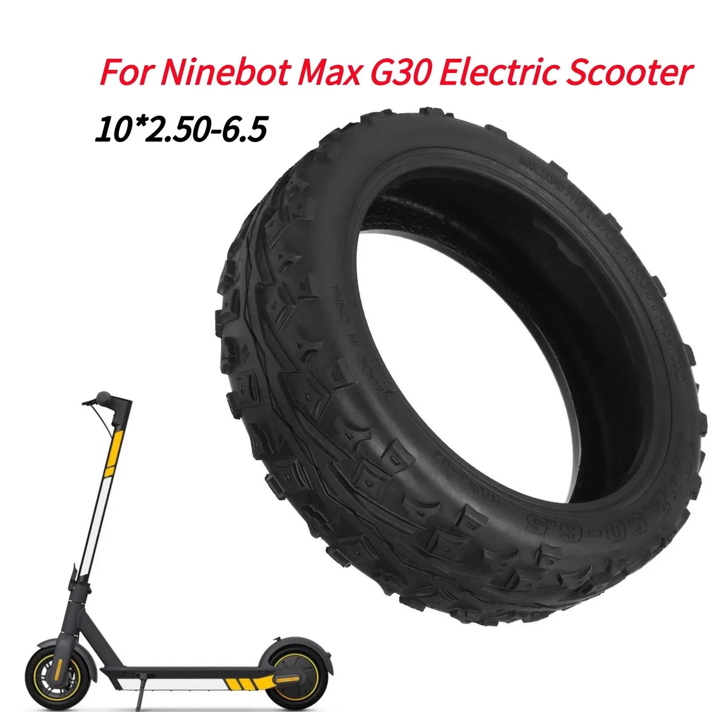 10 Inch 60/70-6.5 Tubeless Tire For Ninebot Max G30 Electric Scooter 10x2.50-6.5 Rubber Tire Off-road Tyre Replace Scooter Parts