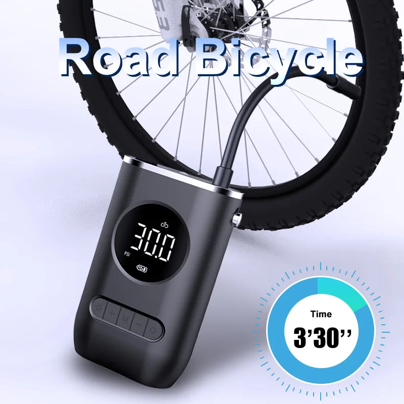 1 Set Car Air Pump Portable Mini Self Propelled Electric Tire Pump Handheld Wireless Digital Display Charging Pump