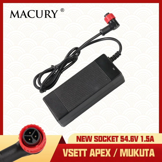 2024 New Socket 54.6V 1.5A AC/DC Charger for Part of 48V VSETT 8 9 APEX 8+ 9+ ZERO MUKUTA PLUS Electric Scooter Charging Adapter